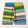 Straight-Leg Striped Crocheted Organic Cotton Drawstring Shorts Straight-Leg Striped Crocheted Organic Cotton Drawstring Shorts