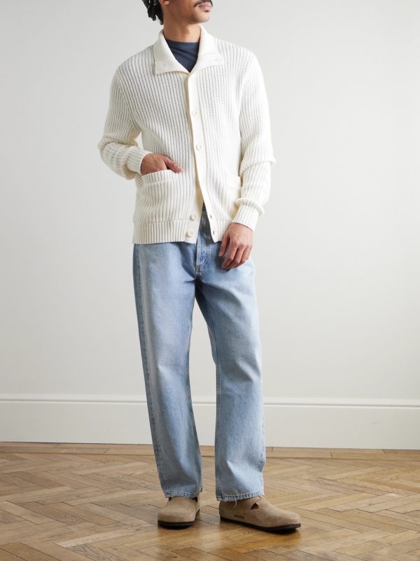 Claudio Ribbed Cotton and Cashmere-Blend Cardigan - OU Claudio Ribbed Cotton and Cashmere-Blend Cardigan - OU