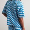 Camp-Collar Embroidered Striped Organic Cotton-Terry Shirt - BK