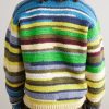 Striped Crocheted Organic Cotton Sweater - BK