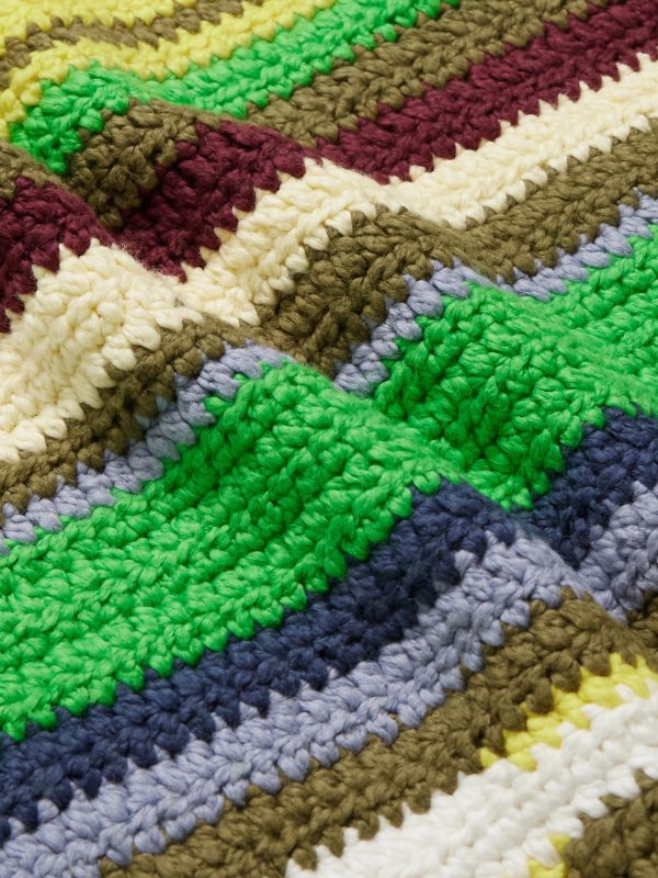 Striped Crocheted Organic Cotton Sweater - CU