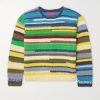 Striped Crocheted Organic Cotton Sweater