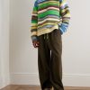 Striped Crocheted Organic Cotton Sweater - OU