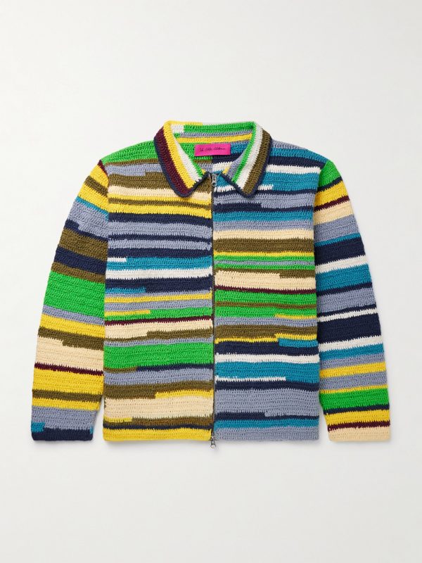 Striped Crocheted Organic Cotton Jacket Striped Crocheted Organic Cotton Jacket