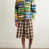 Striped Crocheted Organic Cotton Jacket - OU Striped Crocheted Organic Cotton Jacket - OU