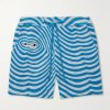 Straight-Leg Embroidered Striped Organic Cotton-Terry Drawstring Shorts Straight-Leg Embroidered Striped Organic Cotton-Terry Drawstring Shorts