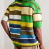 Striped Crocheted Organic Cotton Shirt - BK Striped Crocheted Organic Cotton Shirt - BK