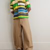 Striped Crocheted Organic Cotton Shirt - OU Striped Crocheted Organic Cotton Shirt - OU
