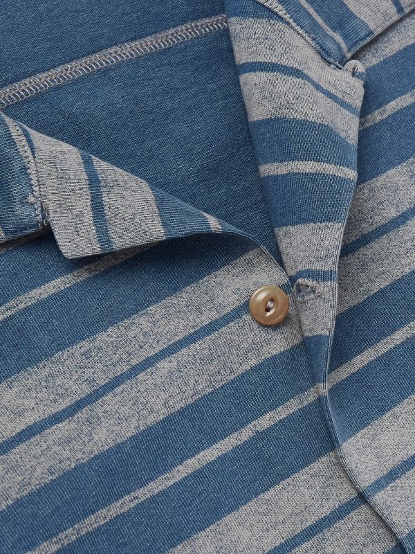 Jasper Convertible-Collar Indigo-Dyed Striped Cotton Shirt - CU