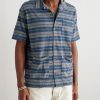 Jasper Convertible-Collar Indigo-Dyed Striped Cotton Shirt - FR