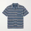 Jasper Convertible-Collar Indigo-Dyed Striped Cotton Shirt