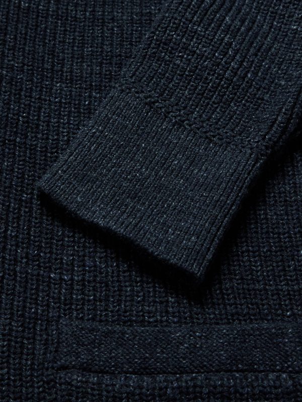 Shawl-Collar Ribbed Cotton Cardigan - E1 Shawl-Collar Ribbed Cotton Cardigan - E1