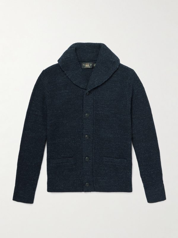 Shawl-Collar Ribbed Cotton Cardigan Shawl-Collar Ribbed Cotton Cardigan
