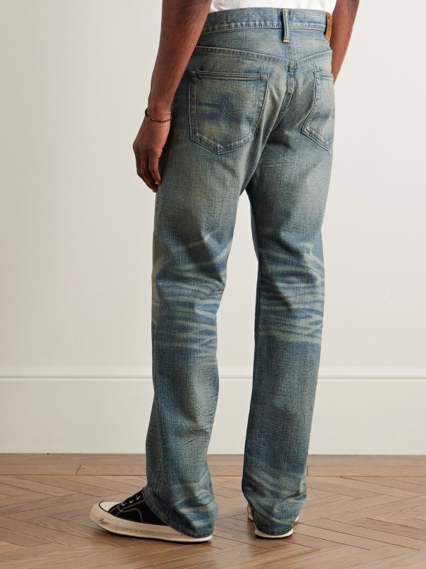 Straight-Leg Distressed Jeans - BK Straight-Leg Distressed Jeans - BK