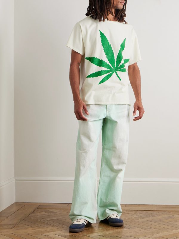 Weed Glittered Cotton-Jersey T-Shirt - OU Weed Glittered Cotton-Jersey T-Shirt - OU