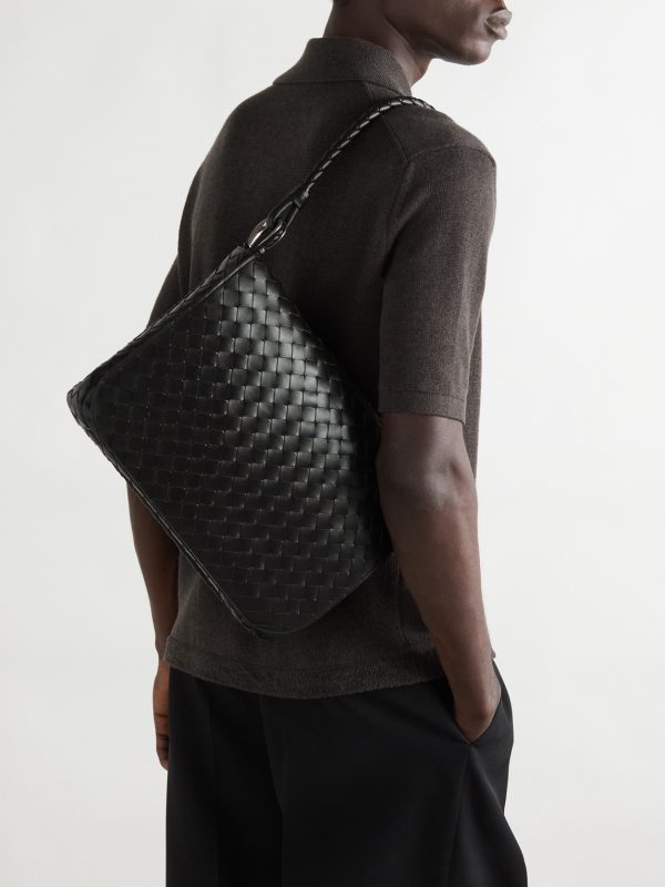 Swing Intrecciato Leather Messenger Bag - E2 Swing Intrecciato Leather Messenger Bag - E2