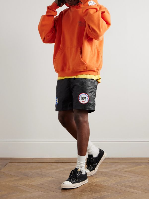 Boxing Straight-Leg Appliquéd Satin-Jacquard Shorts - OU Boxing Straight-Leg Appliquéd Satin-Jacquard Shorts - OU