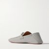 Knot-Detailed Leather-Trimmed Textured-Nubuck Loafers - BK
