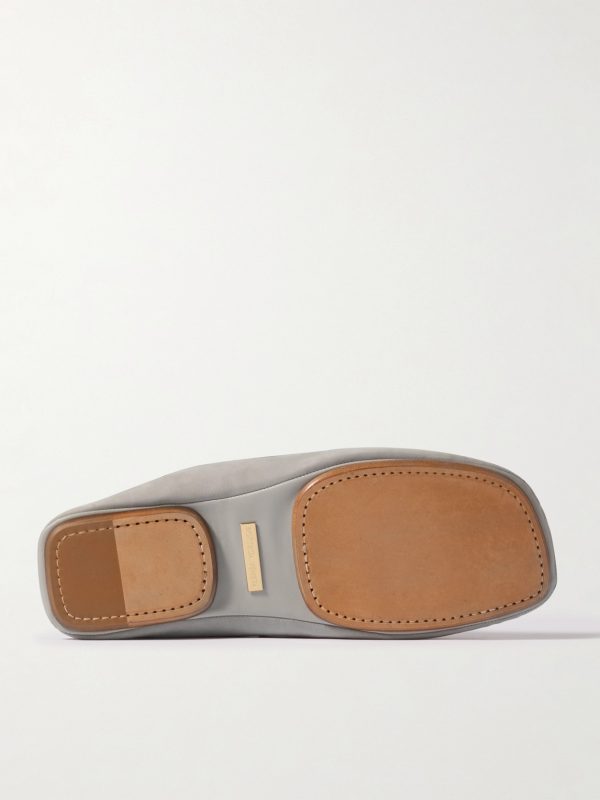 Knot-Detailed Leather-Trimmed Textured-Nubuck Loafers - E1