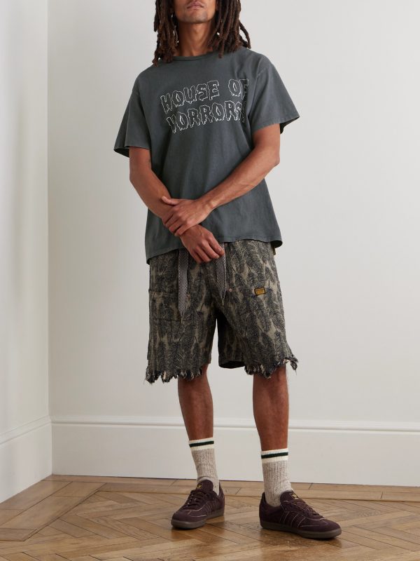 Horrors Glittered Printed Cotton-Jersey T-Shirt - OU Horrors Glittered Printed Cotton-Jersey T-Shirt - OU