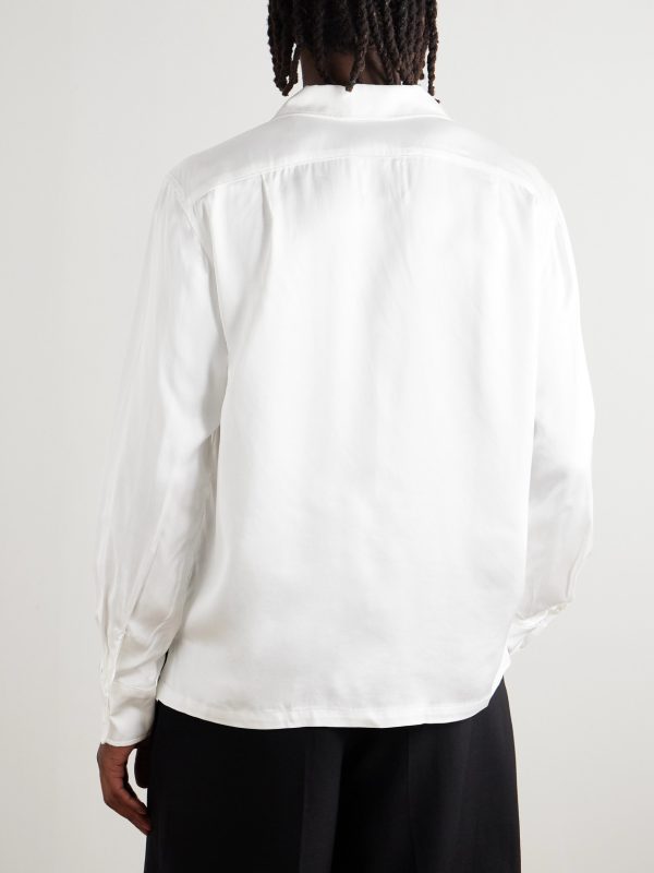 Omar Camp-Collar Logo-Embroidered Cotton-Satin Shirt - BK Omar Camp-Collar Logo-Embroidered Cotton-Satin Shirt - BK
