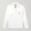 Omar Camp-Collar Logo-Embroidered Cotton-Satin Shirt Omar Camp-Collar Logo-Embroidered Cotton-Satin Shirt