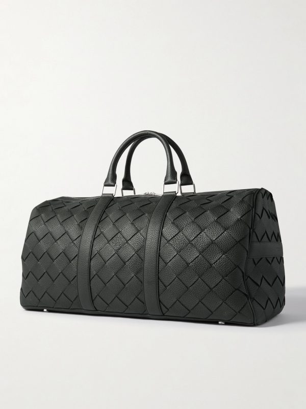 Intrecciato Full Grain Leather Duffle Bag - BK
