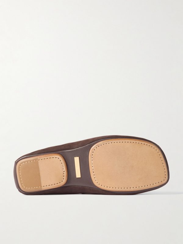 Knot-Detailed Leather-Trimmed Textured-Nubuck Loafers - E1 Knot-Detailed Leather-Trimmed Textured-Nubuck Loafers - E1