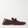 Knot-Detailed Leather-Trimmed Textured-Nubuck Loafers Knot-Detailed Leather-Trimmed Textured-Nubuck Loafers
