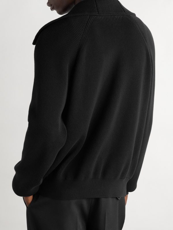 Ribbed Cotton Cardigan - BK Ribbed Cotton Cardigan - BK