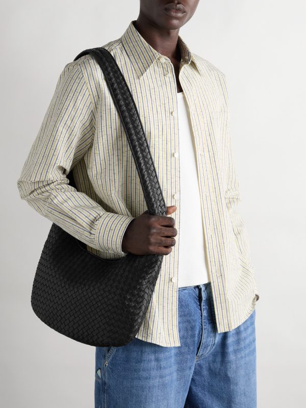 Intrecciato Leather Messenger Bag - OU Intrecciato Leather Messenger Bag - OU