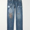 Bare Knuckle Straight-Leg Distressed Patchwork Jeans Bare Knuckle Straight-Leg Distressed Patchwork Jeans