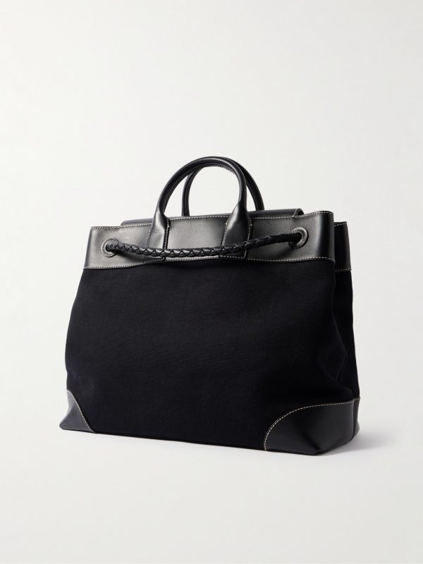 Bristol Embellished Leather-Trimmed Canvas Tote Bag - BK Bristol Embellished Leather-Trimmed Canvas Tote Bag - BK