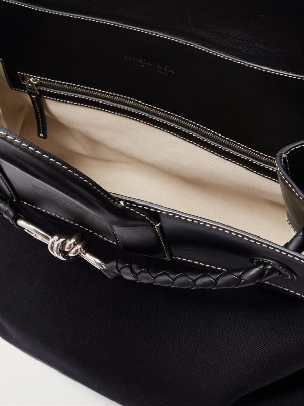 Bristol Embellished Leather-Trimmed Canvas Tote Bag - E1 Bristol Embellished Leather-Trimmed Canvas Tote Bag - E1