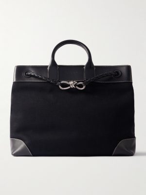 Bristol Embellished Leather-Trimmed Canvas Tote Bag Bristol Embellished Leather-Trimmed Canvas Tote Bag