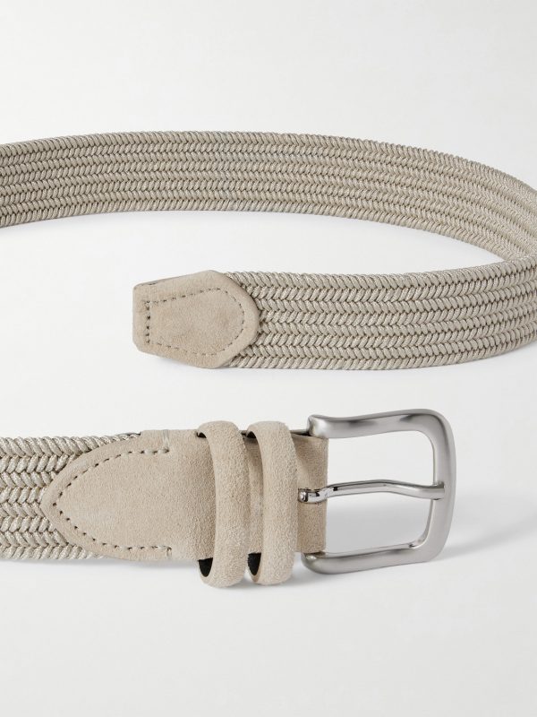 3.5cm Suede-Trimmed Woven Belt - E1 3.5cm Suede-Trimmed Woven Belt - E1