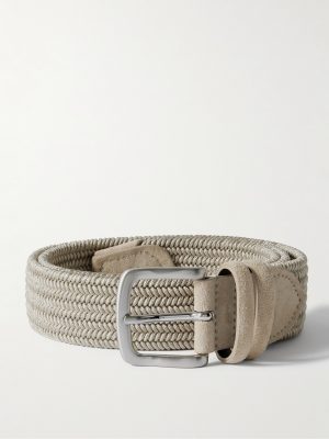 3.5cm Suede-Trimmed Woven Belt