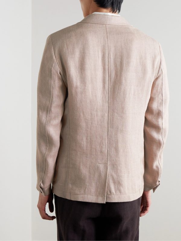 Laurel Unstructured Herringbone Linen Suit Jacket - BK Laurel Unstructured Herringbone Linen Suit Jacket - BK