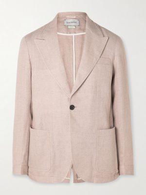Laurel Unstructured Herringbone Linen Suit Jacket