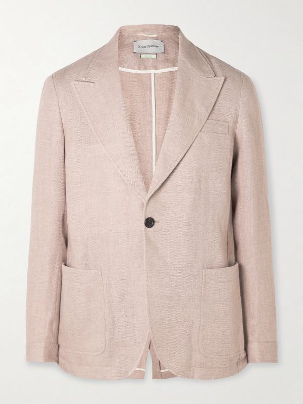 Laurel Unstructured Herringbone Linen Suit Jacket Laurel Unstructured Herringbone Linen Suit Jacket