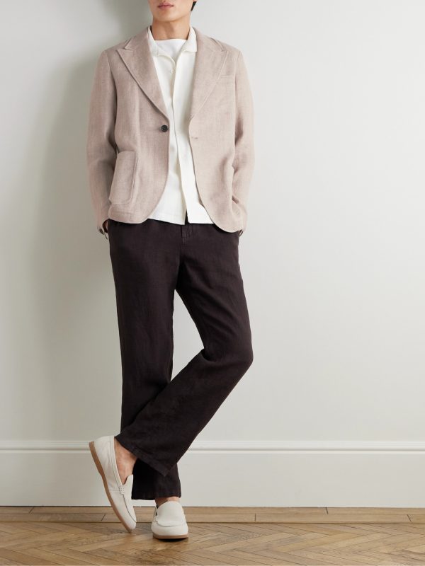 Laurel Unstructured Herringbone Linen Suit Jacket - OU Laurel Unstructured Herringbone Linen Suit Jacket - OU
