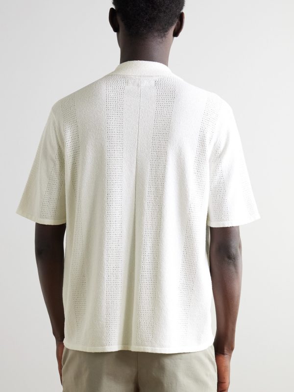 Avery Camp-Collar Honeycomb-Knit Cotton-Blend Terry Shirt - BK Avery Camp-Collar Honeycomb-Knit Cotton-Blend Terry Shirt - BK