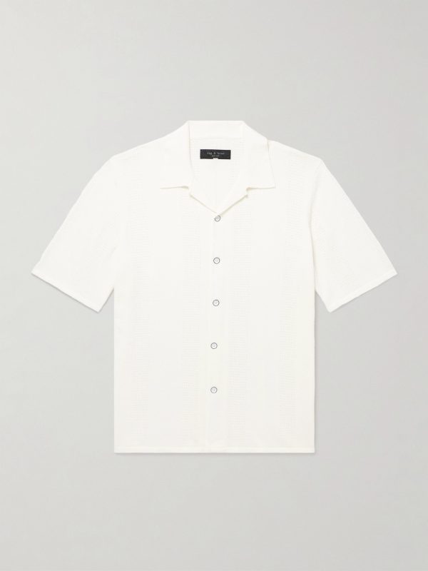 Avery Camp-Collar Honeycomb-Knit Cotton-Blend Terry Shirt Avery Camp-Collar Honeycomb-Knit Cotton-Blend Terry Shirt
