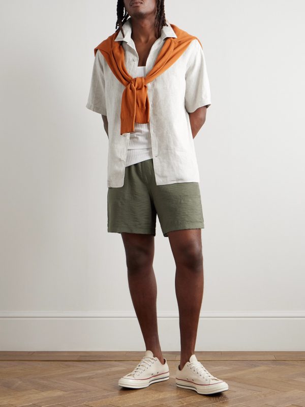Ryder 5971 Straight-Leg Crinkled TENCEL™ Modal-Blend Drawstring Shorts - OU Ryder 5971 Straight-Leg Crinkled TENCEL™ Modal-Blend Drawstring Shorts - OU