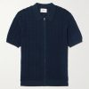 Gustav 6636 Textured-Knit Organic Cotton Zip-Up Polo Shirt Gustav 6636 Textured-Knit Organic Cotton Zip-Up Polo Shirt