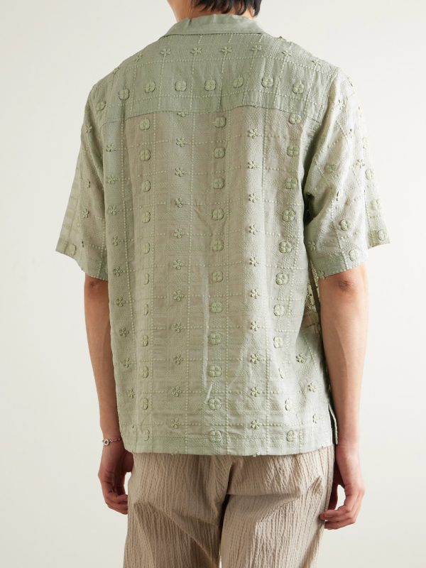 Ben 5026 Camp-Collar Embroidered Lyocell Shirt - BK Ben 5026 Camp-Collar Embroidered Lyocell Shirt - BK