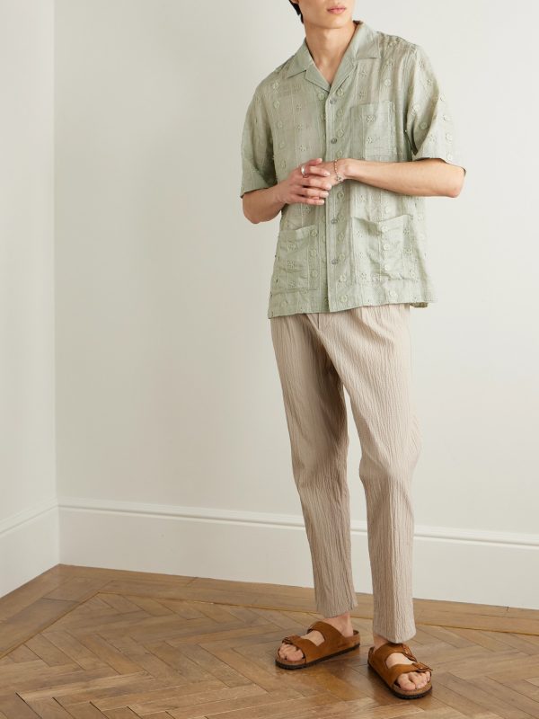 Ben 5026 Camp-Collar Embroidered Lyocell Shirt - OU Ben 5026 Camp-Collar Embroidered Lyocell Shirt - OU
