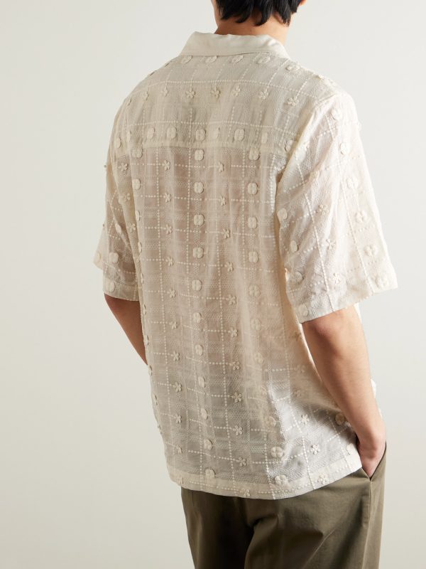 Ben 5026 Camp-Collar Embroidered Lyocell Shirt - BK