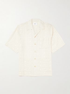 Ben 5026 Camp-Collar Embroidered Lyocell Shirt