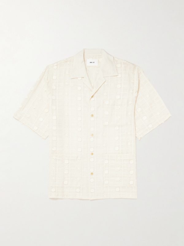 Ben 5026 Camp-Collar Embroidered Lyocell Shirt